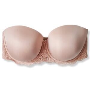 Torrid Bombshell Everyday Strapless Bra 40DDD Beige Underwire No Slip NEW Flaw